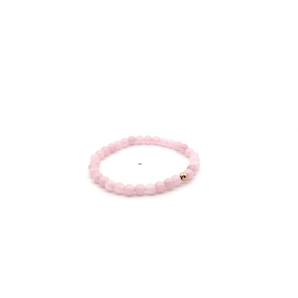 Natural Rose Quartz Gemstones Mini 4mm 18K Rose Gold Charm Bead - Picture 4 of 5